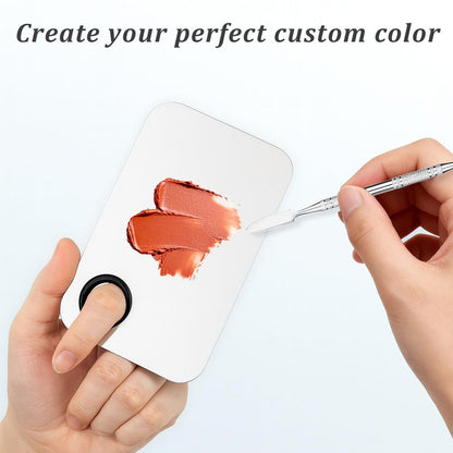 Brvlsoc Stainless Steel Makeup Mixing Palette with Spatula – Upgraded Metal Tray for Foundation, Eyeshadow, Lipstick & Nail Art, Durable & Easy to Clean, White