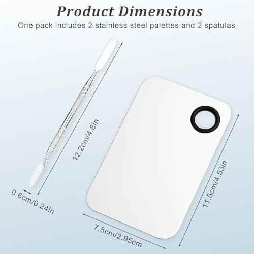 Brvlsoc Stainless Steel Makeup Mixing Palette with Spatula – Upgraded Metal Tray for Foundation, Eyeshadow, Lipstick & Nail Art, Durable & Easy to Clean, White - görsel 4