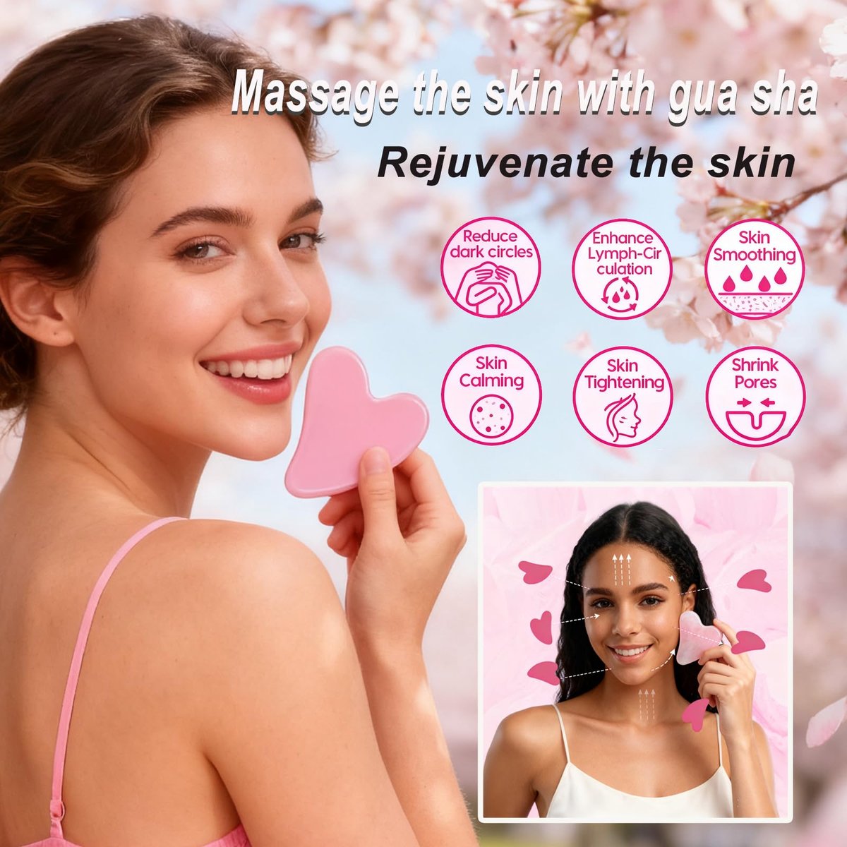 Sakura Skin Care Set - Christmas Birthday Gifts for Teen Girls, Skincare for Girls 10-12, Kids Skin Care Set Ages 8-12, Teens 10-12, Skin Care Kit for Women with Gua Sha (Blue, Travel Size) Avelisse
