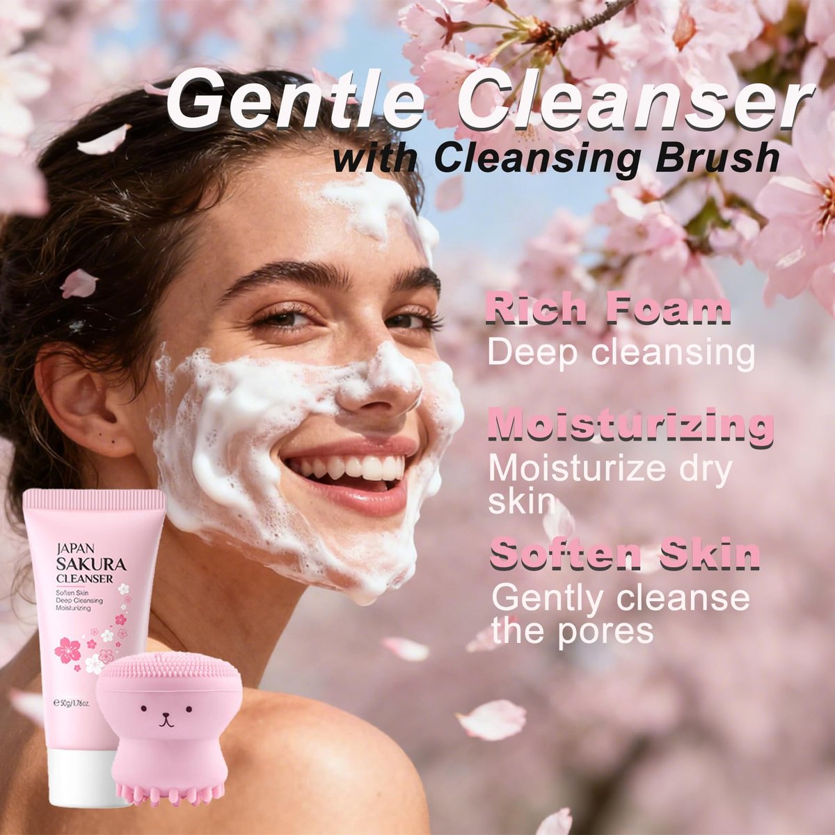 Sakura Skin Care Set - Christmas Birthday Gifts for Teen Girls, Skincare for Girls 10-12, Kids Skin Care Set Ages 8-12, Teens 10-12, Skin Care Kit for Women with Gua Sha (Blue, Travel Size) Avelisse