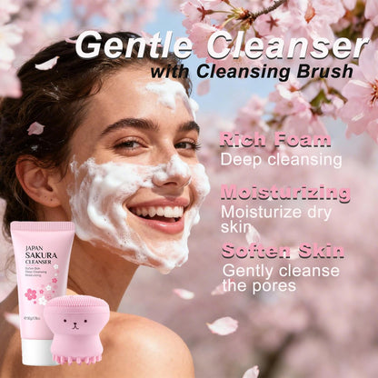 Sakura Skin Care Set - Christmas Birthday Gifts for Teen Girls, Skincare for Girls 10-12, Kids Skin Care Set Ages 8-12, Teens 10-12, Skin Care Kit for Women with Gua Sha (Blue, Travel Size) Avelisse