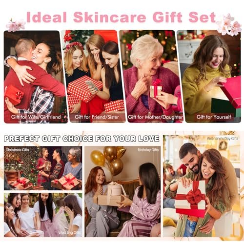 Sakura Skin Care Set - Christmas Birthday Gifts for Teen Girls, Skincare for Girls 10-12, Kids Skin Care Set Ages 8-12, Teens 10-12, Skin Care Kit for Women with Gua Sha (Blue, Travel Size) Avelisse