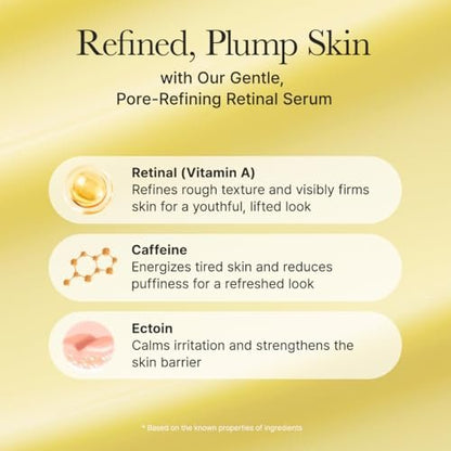Arencia Retinal Booster Shot Serum - Firming Night Serum with Caffeine & Ectoin for Mature Skin, Pore Minimizing, Fine Lines & Wrinkles, Korean Skincare 30ml