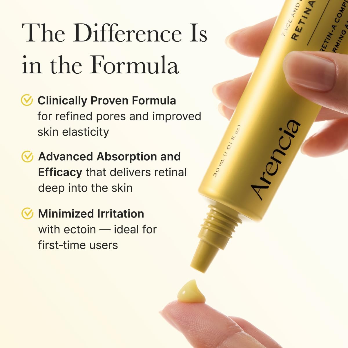 Arencia Retinal Booster Shot Serum - Firming Night Serum with Caffeine & Ectoin for Mature Skin, Pore Minimizing, Fine Lines & Wrinkles, Korean Skincare 30ml - görsel 5