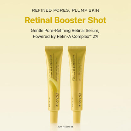 Arencia Retinal Booster Shot Serum - Firming Night Serum with Caffeine & Ectoin for Mature Skin, Pore Minimizing, Fine Lines & Wrinkles, Korean Skincare 30ml