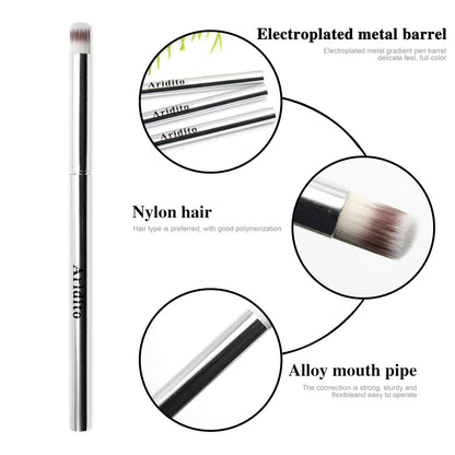Aridito 3-Piece Nail Art Gradient Brush Set - Silver Metal Handle, Soft Firm Bristles for Chrome, Mica Powder & Aura Nails - No Shedding, Easy Clean DIY Tool