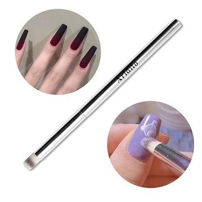Aridito 3-Piece Nail Art Gradient Brush Set - Silver Metal Handle, Soft Firm Bristles for Chrome, Mica Powder & Aura Nails - No Shedding, Easy Clean DIY Tool