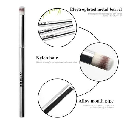 Aridito 3-Piece Nail Art Gradient Brush Set - Silver Metal Handle, Soft Firm Bristles for Chrome, Mica Powder & Aura Nails - No Shedding, Easy Clean DIY Tool