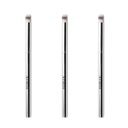 Aridito 3-Piece Nail Art Gradient Brush Set - Silver Metal Handle, Soft Firm Bristles for Chrome, Mica Powder & Aura Nails - No Shedding, Easy Clean DIY Tool