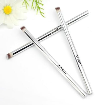 Aridito 3-Piece Nail Art Gradient Brush Set - Silver Metal Handle, Soft Firm Bristles for Chrome, Mica Powder & Aura Nails - No Shedding, Easy Clean DIY Tool