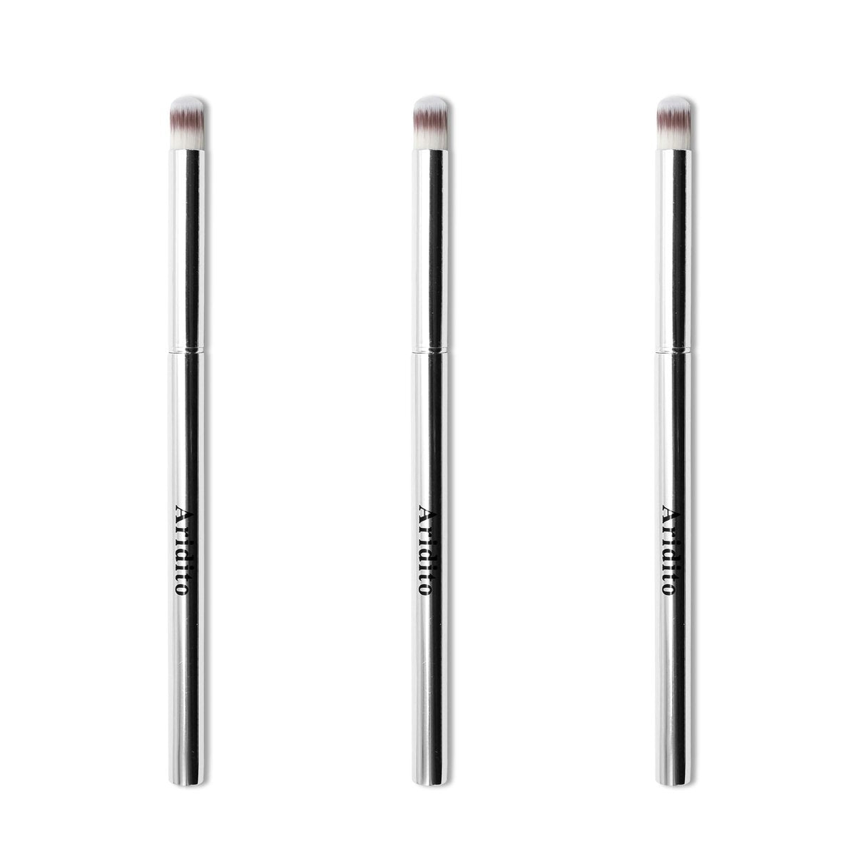 Aridito 3-Piece Nail Art Gradient Brush Set - Silver Metal Handle, Soft Firm Bristles for Chrome, Mica Powder & Aura Nails - No Shedding, Easy Clean DIY Tool - görsel 1