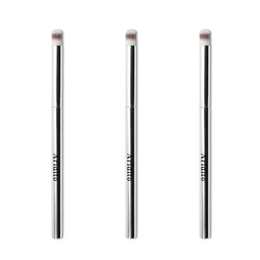 Aridito 3-Piece Nail Art Gradient Brush Set - Silver Metal Handle, Soft Firm Bristles for Chrome, Mica Powder & Aura Nails - No Shedding, Easy Clean DIY Tool