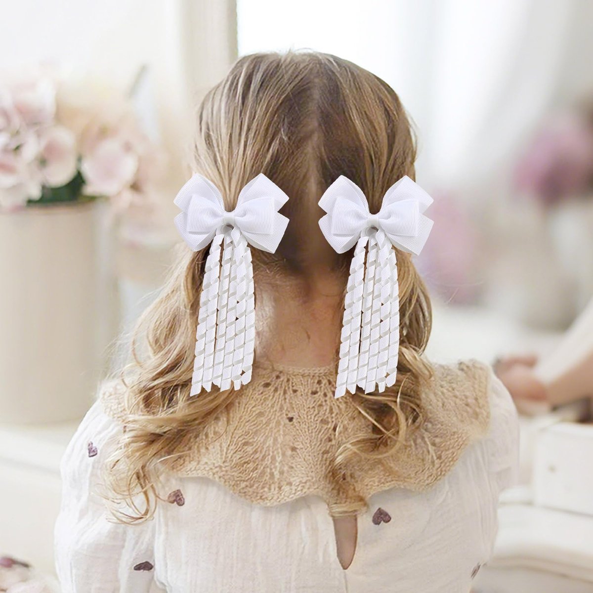 KIDSBETT 6PCS Hair Bows for Girls - Curly Hair Bows Clip Ribbon Barrettes Alligator Clips Hair Accessories for Toddlers - görsel 5