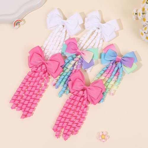 KIDSBETT 6PCS Hair Bows for Girls - Curly Hair Bows Clip Ribbon Barrettes Alligator Clips Hair Accessories for Toddlers - görsel 10