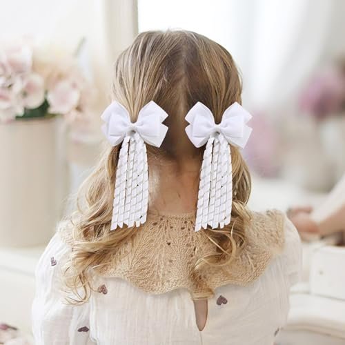 KIDSBETT 6PCS Hair Bows for Girls - Curly Hair Bows Clip Ribbon Barrettes Alligator Clips Hair Accessories for Toddlers - görsel 6