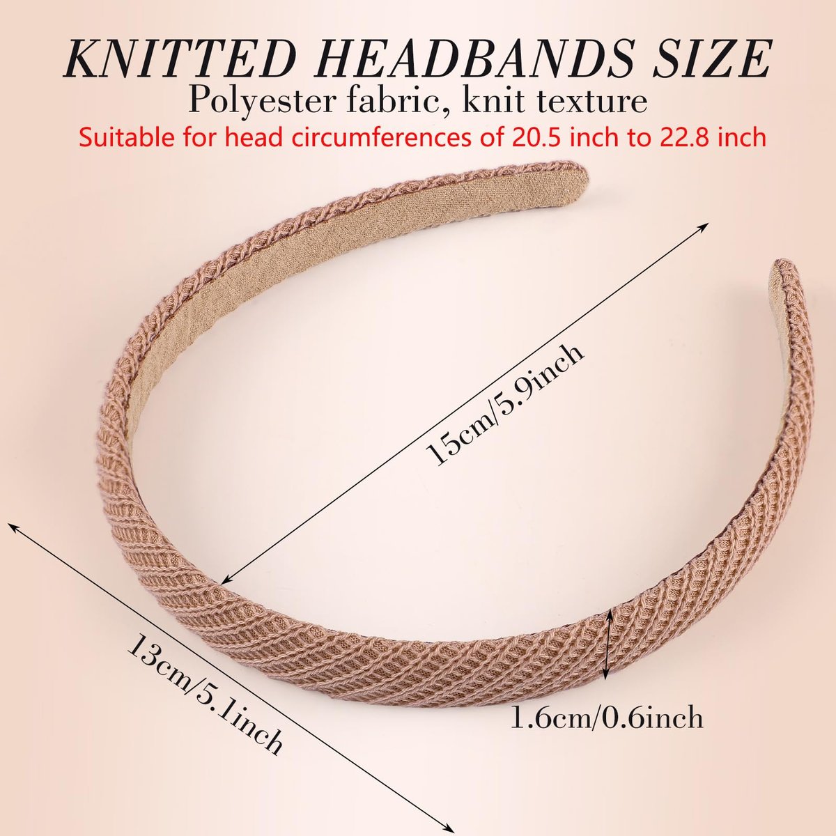 obeoby 6 Pack Trendy Headbands for Thicker Hair, Non Slip 0.6 Inch Thin Knitted Hairbands Assorted Colors for Girls Summer Dress Outfit - görsel 3