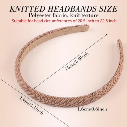 obeoby 6 Pack Trendy Headbands for Thicker Hair, Non Slip 0.6 Inch Thin Knitted Hairbands Assorted Colors for Girls Summer Dress Outfit