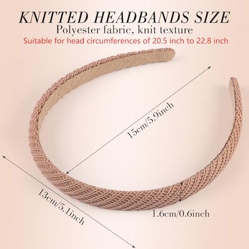 obeoby 6 Pack Trendy Headbands for Thicker Hair, Non Slip 0.6 Inch Thin Knitted Hairbands Assorted Colors for Girls Summer Dress Outfit - görsel 4