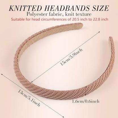 obeoby 6 Pack Trendy Headbands for Thicker Hair, Non Slip 0.6 Inch Thin Knitted Hairbands Assorted Colors for Girls Summer Dress Outfit