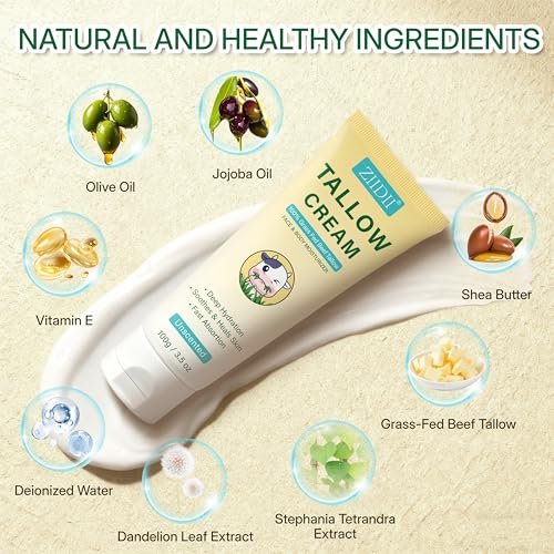 ZIIDII Whipped Grass Fed Beef Tallow Moisturizer - Unscented Organic Face & Body Balm for Dry Skin, 3.5 oz - görsel 6