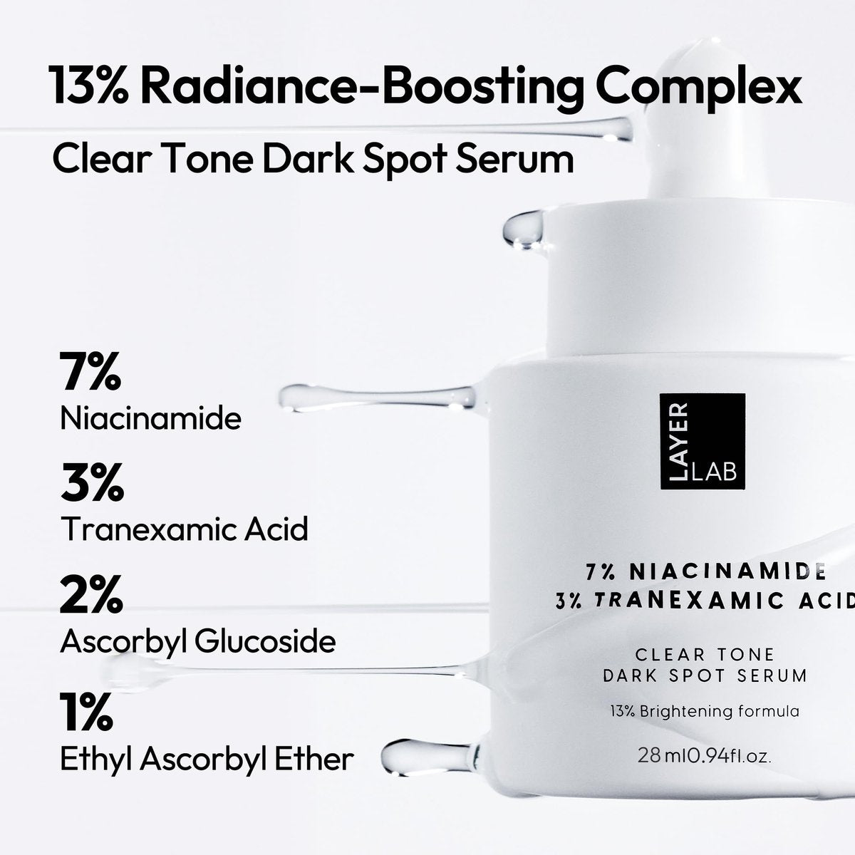 LAYERLAB Niacinamide 7% & Tranexamic Acid 3% Dark Spot Appearance Serum | 13% Radiance Complex Visibly Evens Skin Tone Look | Hydrating K-Beauty Skincare 0.94 fl.oz Avelisse