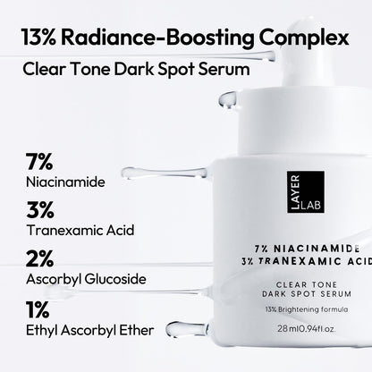 LAYERLAB Niacinamide 7% & Tranexamic Acid 3% Dark Spot Appearance Serum | 13% Radiance Complex Visibly Evens Skin Tone Look | Hydrating K-Beauty Skincare 0.94 fl.oz Avelisse