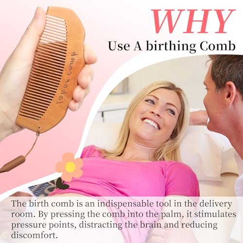 ZZTDSD Natural Wooden Birth Comb for Labor Pain Relief – Pregnancy Hospital Bag Essentials & New Mom Gift - görsel 14