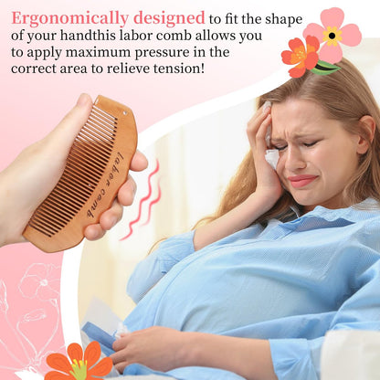 ZZTDSD Natural Wooden Birth Comb for Labor Pain Relief – Pregnancy Hospital Bag Essentials & New Mom Gift