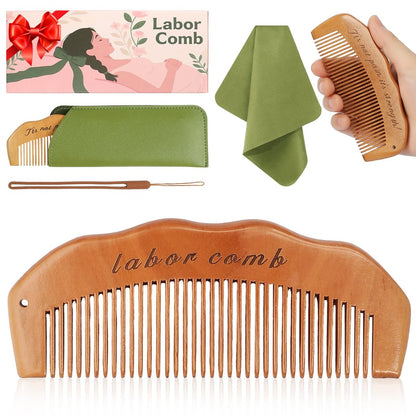 ZZTDSD Natural Wooden Birth Comb for Labor Pain Relief – Pregnancy Hospital Bag Essentials & New Mom Gift
