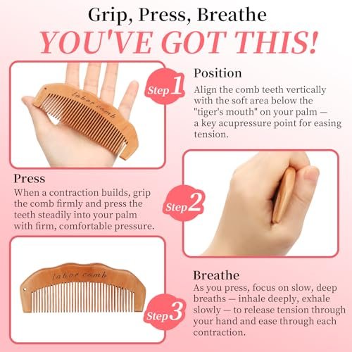 ZZTDSD Natural Wooden Birth Comb for Labor Pain Relief – Pregnancy Hospital Bag Essentials & New Mom Gift - görsel 8