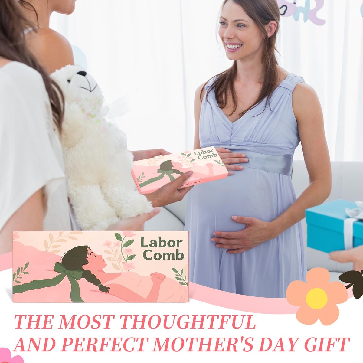 ZZTDSD Natural Wooden Birth Comb for Labor Pain Relief – Pregnancy Hospital Bag Essentials & New Mom Gift - görsel 15