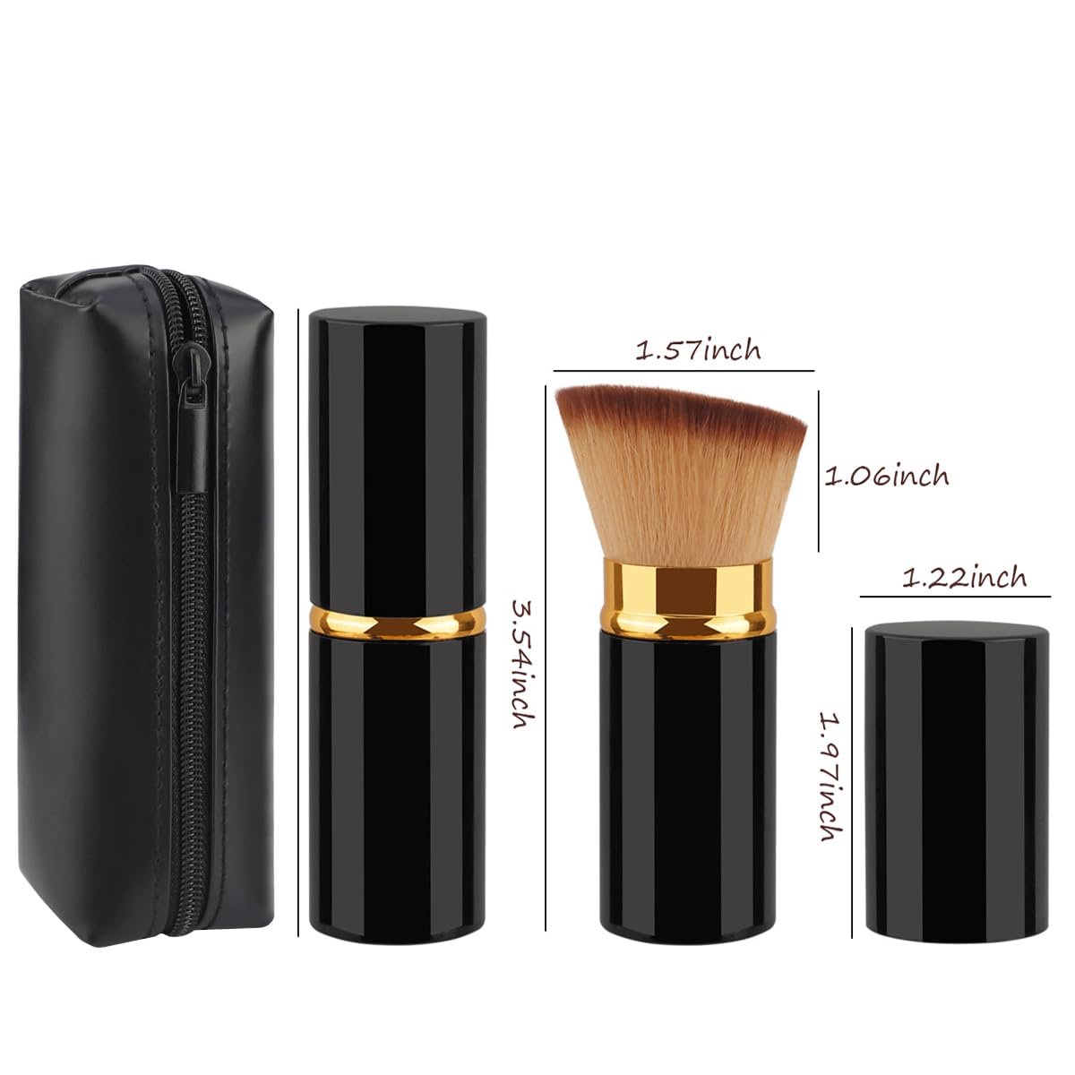 SEINGTOOM Retractable Kabuki Brush - Travel Foundation Makeup Brush with Cover - Portable Flawless for Liquid, Powder, Blush, Bronzer, Buffing - Black - görsel 13