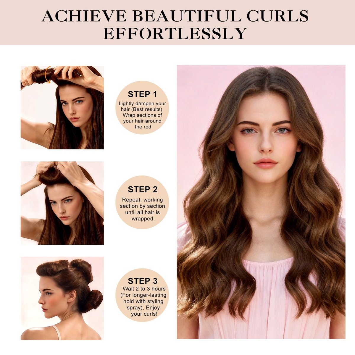Togayu Heatless Curls Overnight Set - 4PCS Jumbo Velvet Hair Rollers for Sleep, No-Damage Flexi Rods for Beautiful Effortless Curls and Waves for Women (Pink) Avelisse
