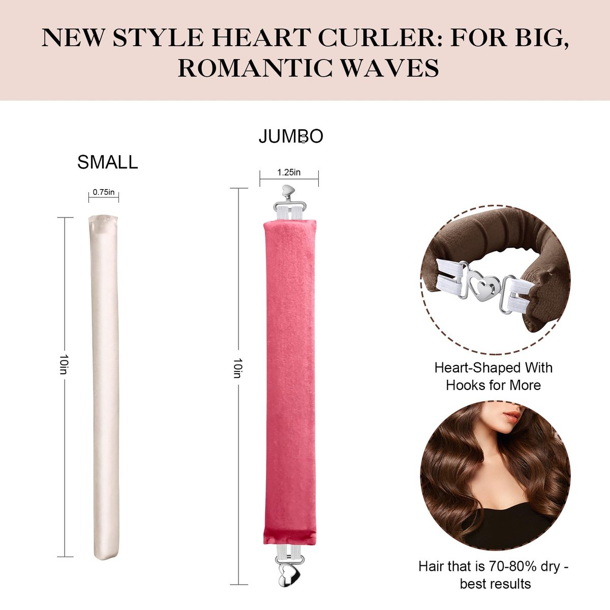 Togayu Heatless Curls Overnight Set - 4PCS Jumbo Velvet Hair Rollers for Sleep, No-Damage Flexi Rods for Beautiful Effortless Curls and Waves for Women (Pink) Avelisse