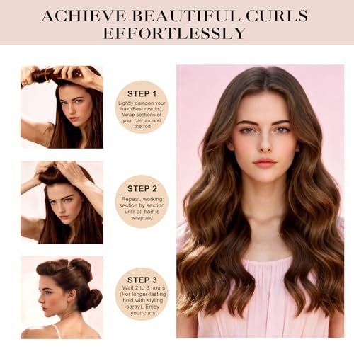 Togayu Heatless Curls Overnight Set - 4PCS Jumbo Velvet Hair Rollers for Sleep, No-Damage Flexi Rods for Beautiful Effortless Curls and Waves for Women (Pink) Avelisse