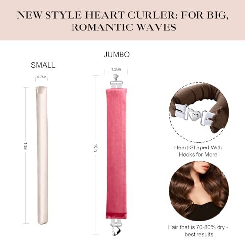 Togayu Heatless Curls Overnight Set - 4PCS Jumbo Velvet Hair Rollers for Sleep, No-Damage Flexi Rods for Beautiful Effortless Curls and Waves for Women (Pink) Avelisse