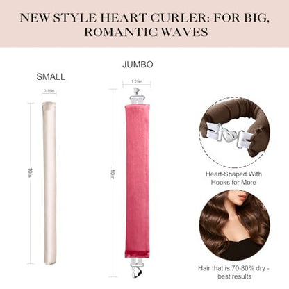 Togayu Heatless Curls Overnight Set - 4PCS Jumbo Velvet Hair Rollers for Sleep, No-Damage Flexi Rods for Beautiful Effortless Curls and Waves for Women (Pink) Avelisse