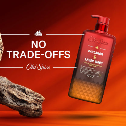 Old Spice Body Wash for Men, The Spice Alchemist Collection, 24/7 Cologne Infused Hydration, No Trade Off Formula, Cardamom + Amber Wood Scent, 20 oz