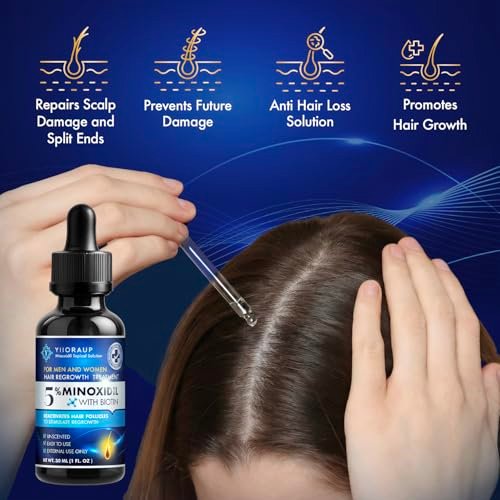 Extra Strength 5% Minoxidil Hair Growth Treatment for Men and Women – Topical Solution with Biotin for Receding Hairlines & Vertex Thinning (2-Pack, 1 Fl Oz Each) Avelisse