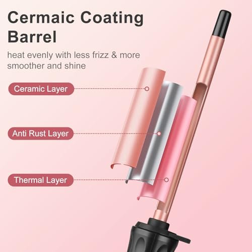 YEGUBEGU 3/8 Inch Curling Iron Wand for Short Hair, Mini Ceramic Barrel Curler for Tight Springy Curls, 9mm Small Curling Iron with Adjustable Temperature (Rose Gold) Avelisse