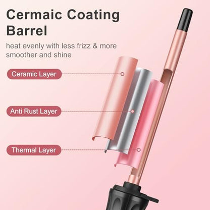YEGUBEGU 3/8 Inch Curling Iron Wand for Short Hair, Mini Ceramic Barrel Curler for Tight Springy Curls, 9mm Small Curling Iron with Adjustable Temperature (Rose Gold) Avelisse
