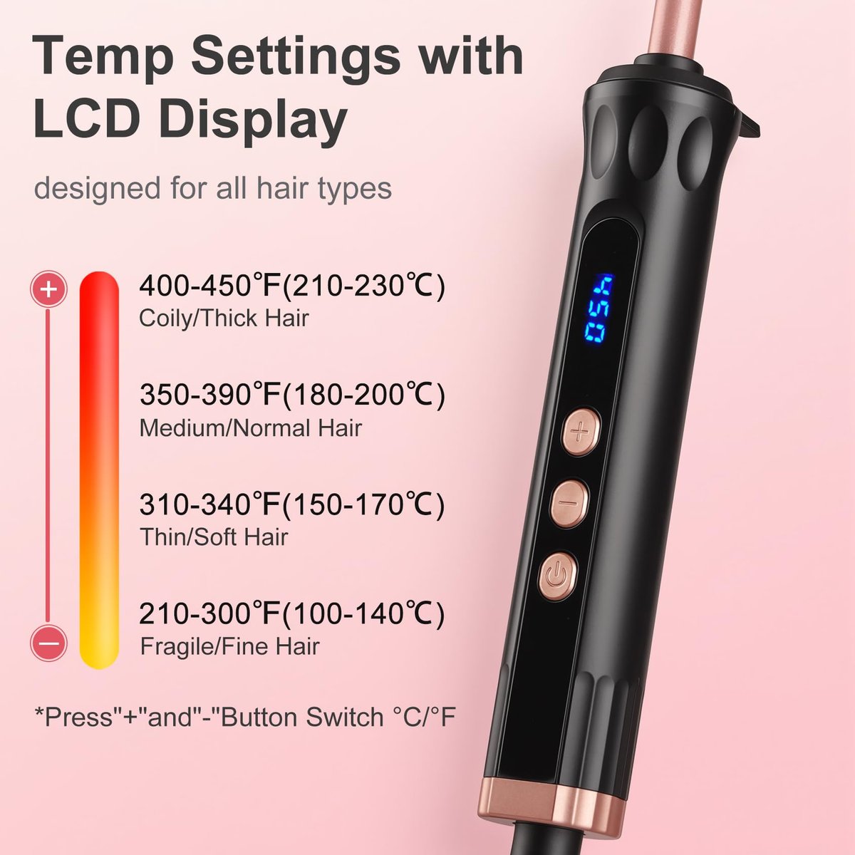 YEGUBEGU 3/8 Inch Curling Iron Wand for Short Hair, Mini Ceramic Barrel Curler for Tight Springy Curls, 9mm Small Curling Iron with Adjustable Temperature (Rose Gold) Avelisse
