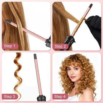 YEGUBEGU 3/8 Inch Curling Iron Wand for Short Hair, Mini Ceramic Barrel Curler for Tight Springy Curls, 9mm Small Curling Iron with Adjustable Temperature (Rose Gold) Avelisse