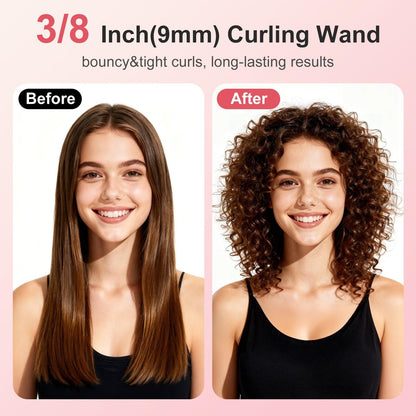 YEGUBEGU 3/8 Inch Curling Iron Wand for Short Hair, Mini Ceramic Barrel Curler for Tight Springy Curls, 9mm Small Curling Iron with Adjustable Temperature (Rose Gold) Avelisse