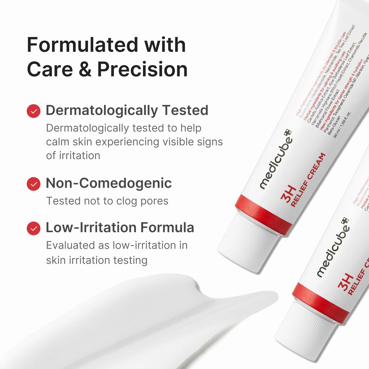 Medicube 3H Daily Relief Cream | Soothing Moisturizer for All Skin Types | Lightweight Daily Cream with Guaiazulene, Centella & Ceramide Avelisse