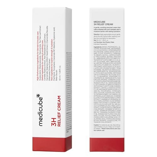 Medicube 3H Daily Relief Cream | Soothing Moisturizer for All Skin Types | Lightweight Daily Cream with Guaiazulene, Centella & Ceramide Avelisse