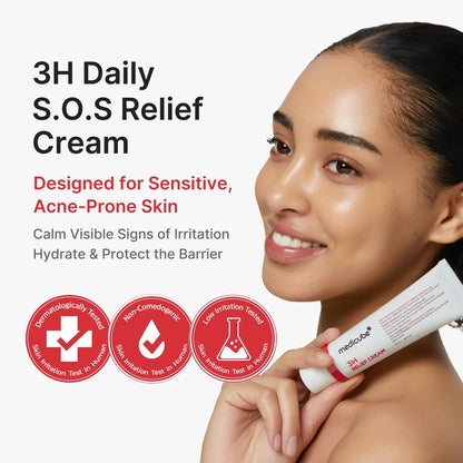 Medicube 3H Daily Relief Cream | Soothing Moisturizer for All Skin Types | Lightweight Daily Cream with Guaiazulene, Centella & Ceramide Avelisse