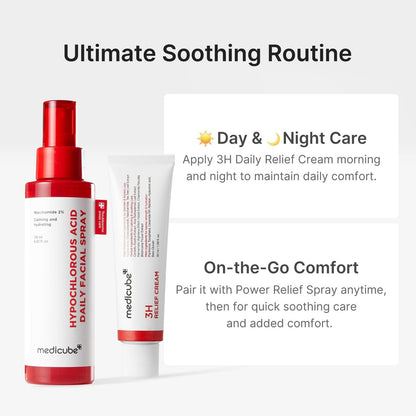 Medicube 3H Daily Relief Cream | Soothing Moisturizer for All Skin Types | Lightweight Daily Cream with Guaiazulene, Centella & Ceramide Avelisse