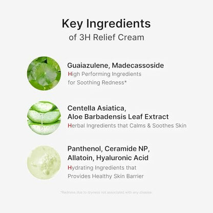 Medicube 3H Daily Relief Cream | Soothing Moisturizer for All Skin Types | Lightweight Daily Cream with Guaiazulene, Centella & Ceramide Avelisse