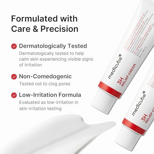 Medicube 3H Daily Relief Cream | Soothing Moisturizer for All Skin Types | Lightweight Daily Cream with Guaiazulene, Centella & Ceramide Avelisse